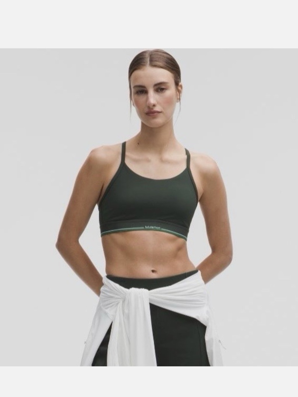 Lululemon Flow Y Logo Sports Bra B/C Cup size 4 rainforest green NWOT